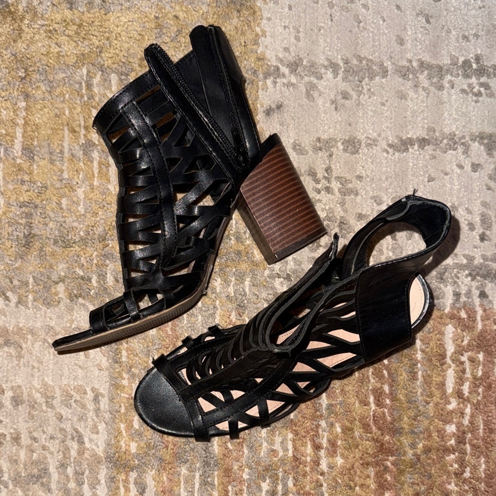 Charlotte Russe Black Cutout Heeled Sandals